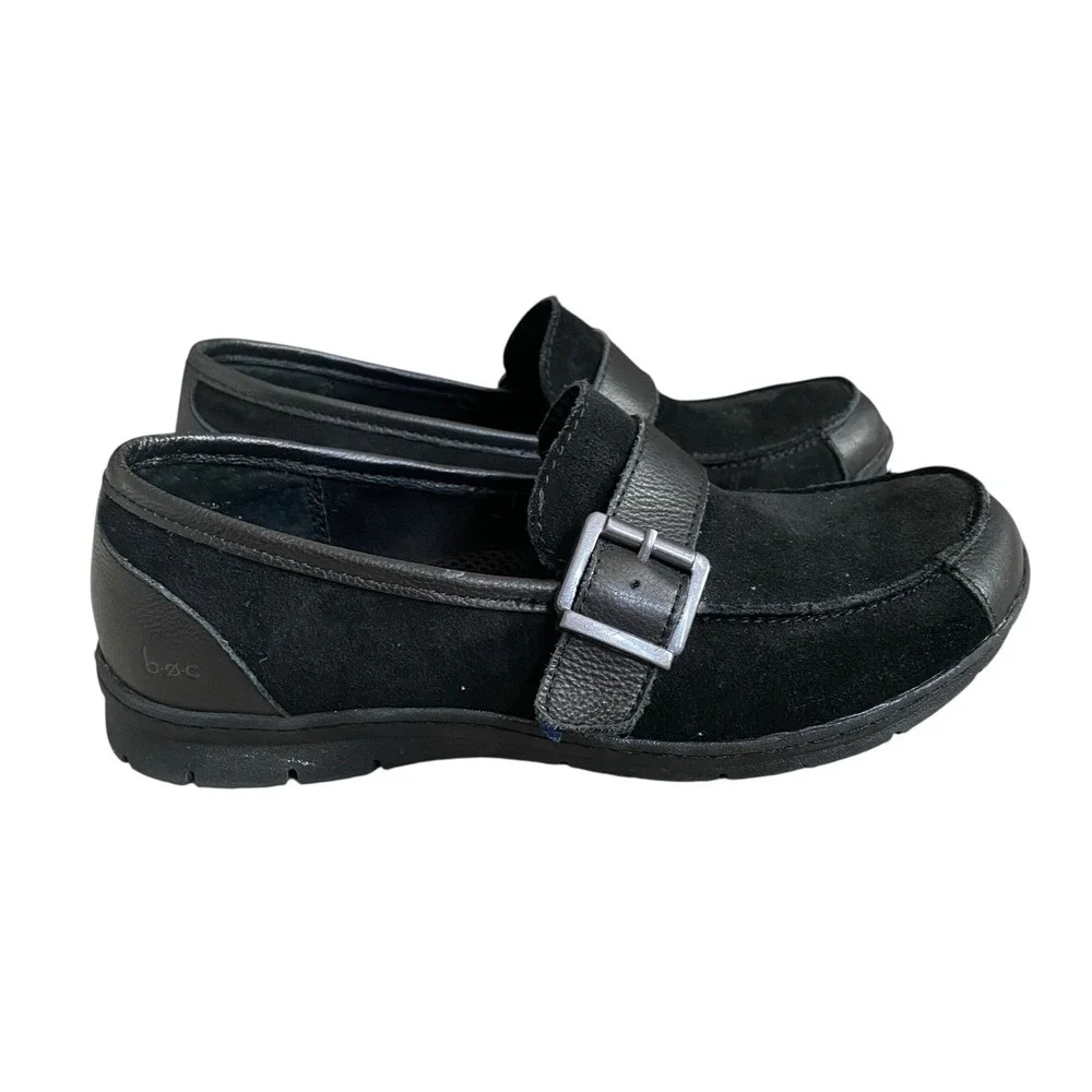 Born Erna Loafer Women 8.5 EU 39 Black Suede Leather Slip On Flat Comfort Casual